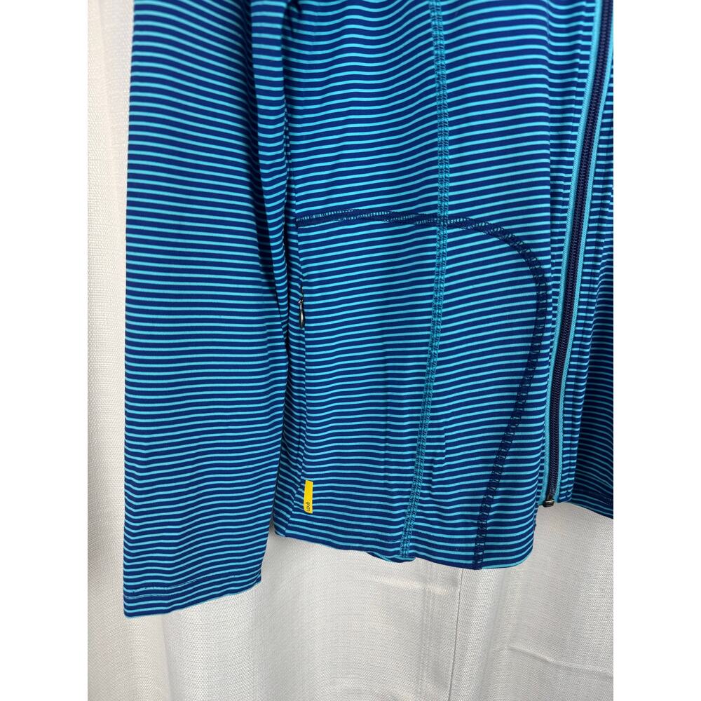 Lole Zip Up Jacket XL Blue Striped Athleisure Yoga Running Activewear - Picture 2 of 6